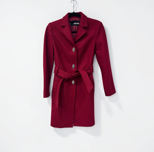 Love Moschino Red Wool & Cashmere Belted Coat| 90׳s