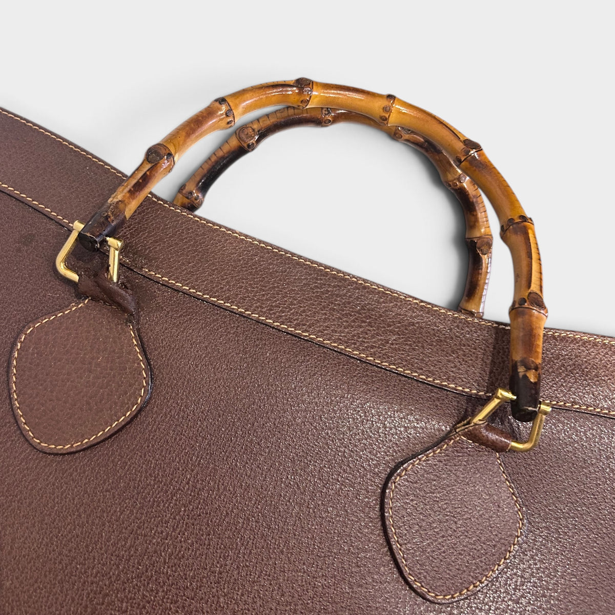 Vintage Gucci Diana Brown Leather Bamboo Tote Bag | Early 1990s