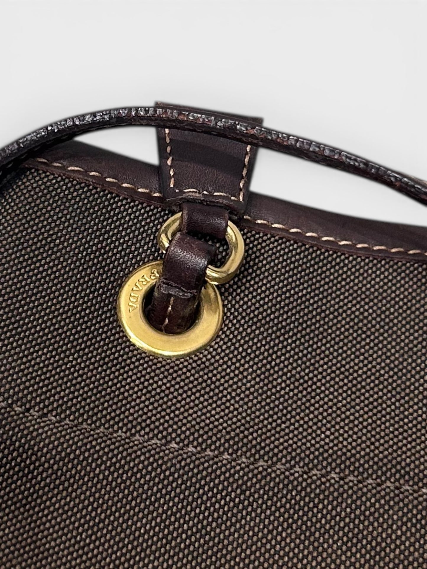 Vintage Prada Brown Jacquard Crossbody Bag | Early 2000s