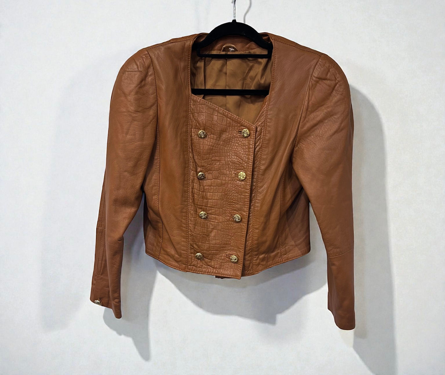 Vintage Italian Leather Military Style Jacket