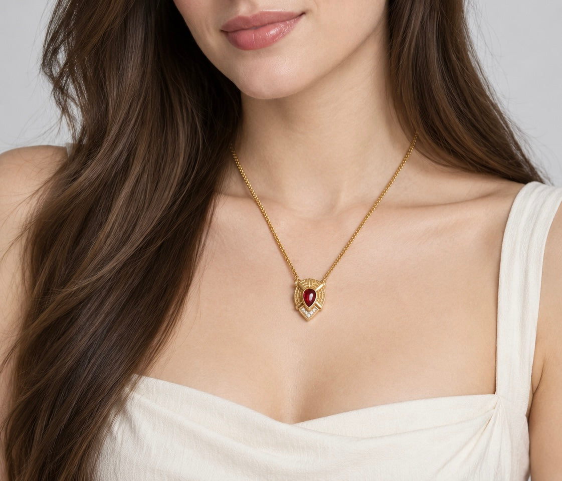 Vintage Lanvin Gold Plated Pendant Necklace | 1990s