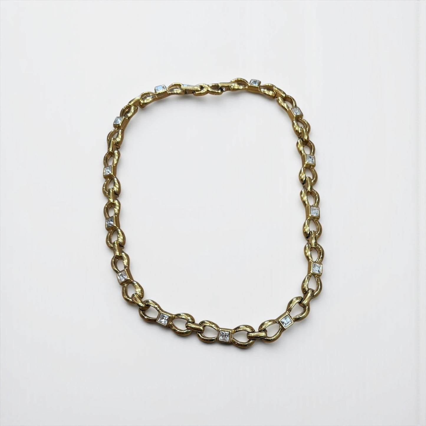 Nina Ricci Gold Plated Crystal Link Necklace |80s-90s