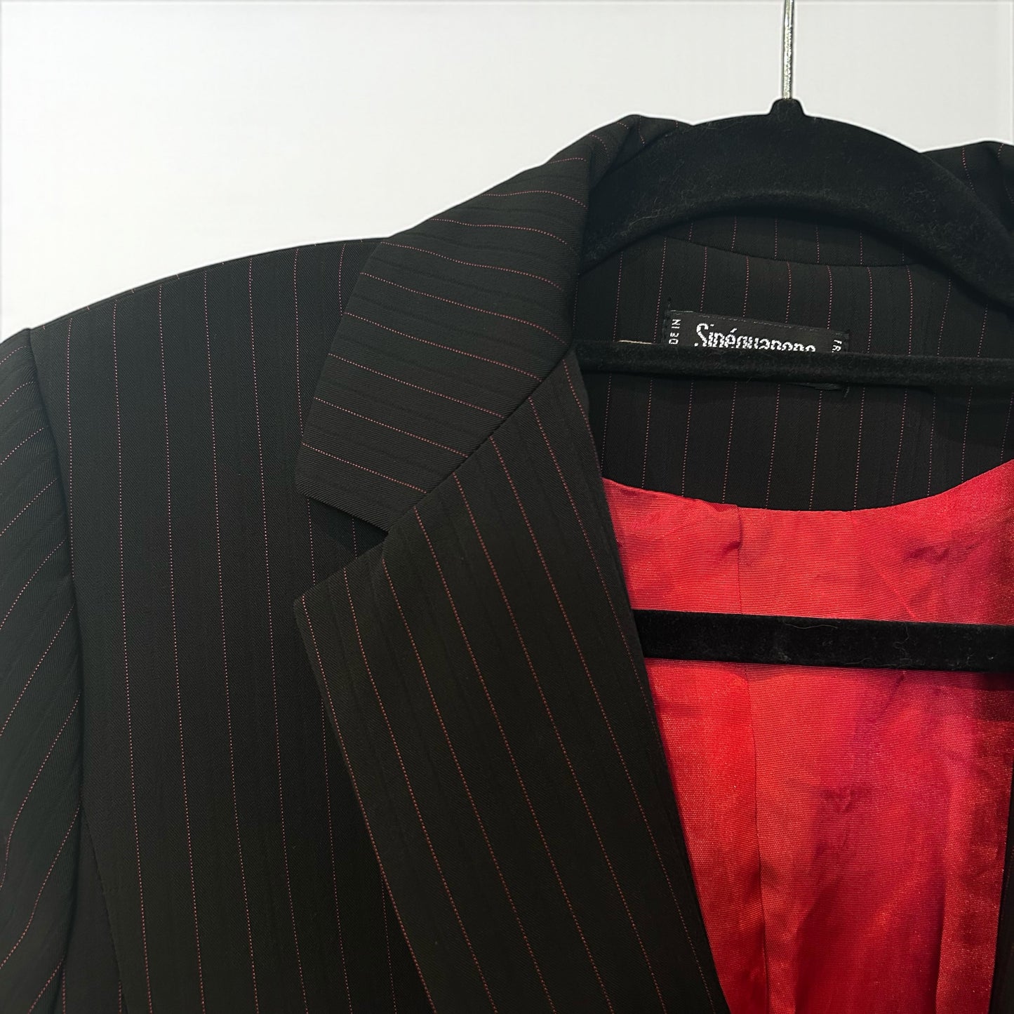 Vintage Sinequanone Pinstripe Blazer with Red Satin Lining