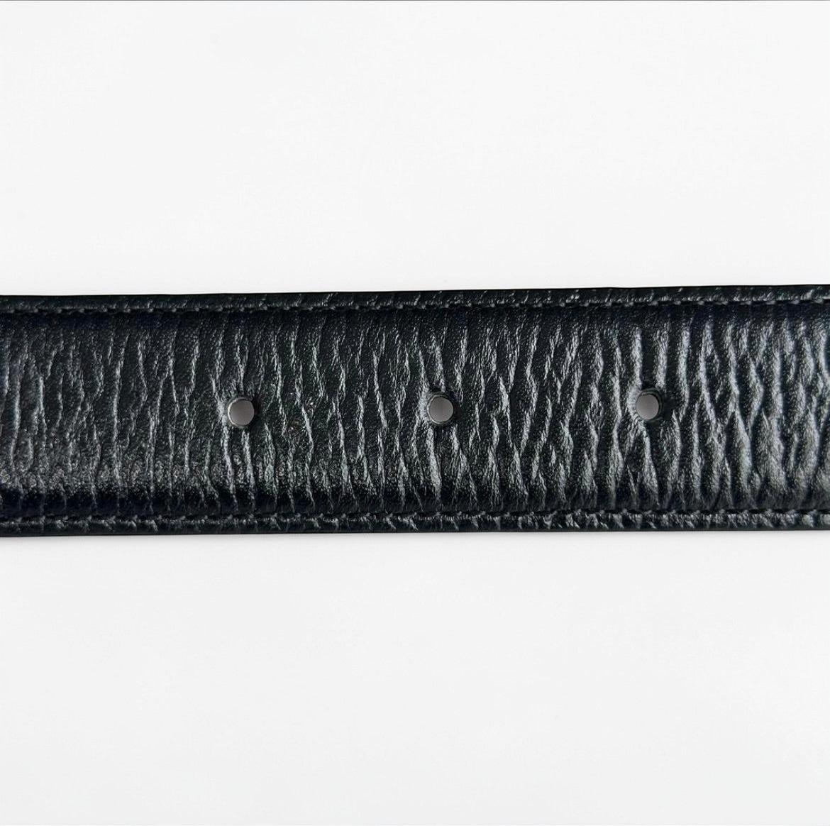 Valentino Garavani Black Leather Belt with Gold Buckle