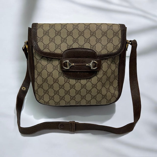 Vintage Gucci Horsebit monogram shoulder bag