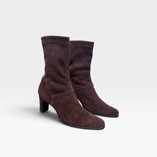Vintage Yves Saint Laurent brown Suede Boots | Late 1990s