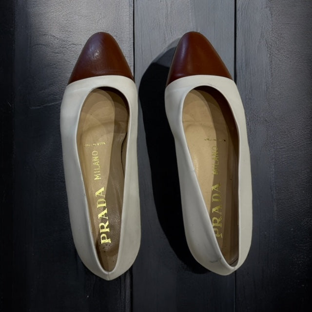 Vintage PRADA two tone leather ballet flats