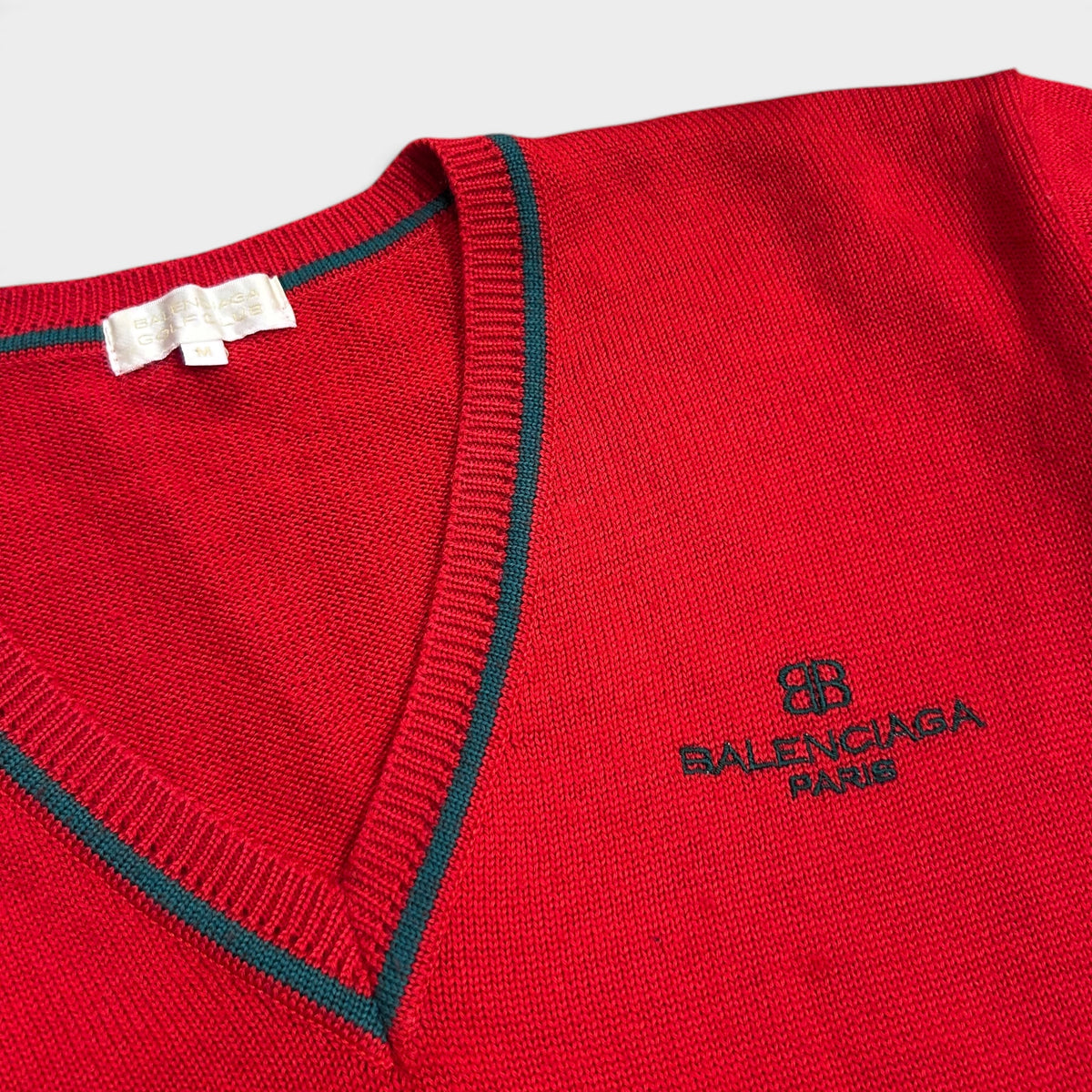 Vintage Balenciaga Golf Club Red Geometric Knit Sweater | Late 1980s