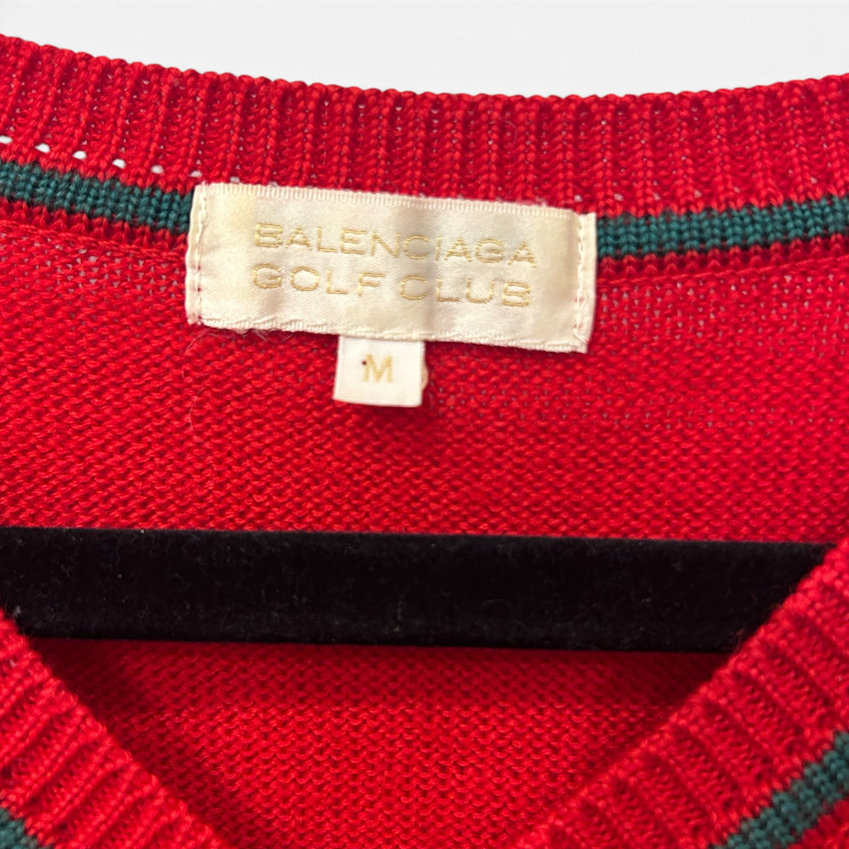 Vintage Balenciaga Golf Club Red Geometric Knit Sweater | Late 1980s