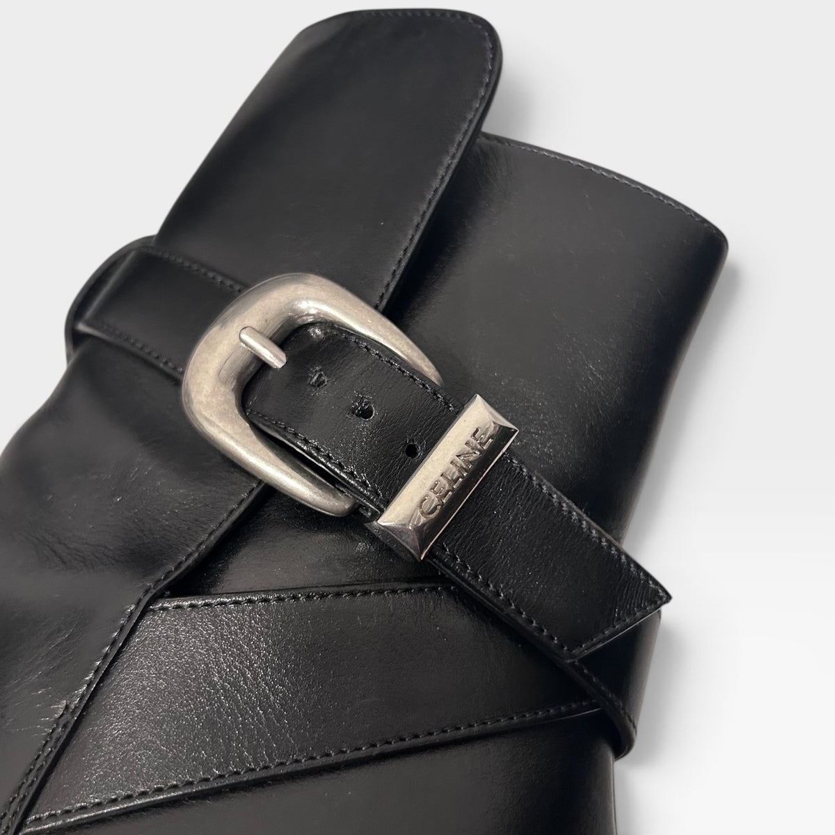 Vintage Celine Black Leather Buckled Ankle Boots | Late 1990s–Early 2000s