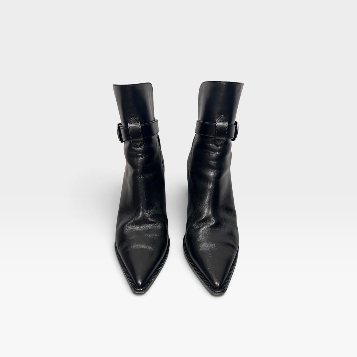 Vintage Celine Black Leather Buckled Ankle Boots | Late 1990s–Early 2000s