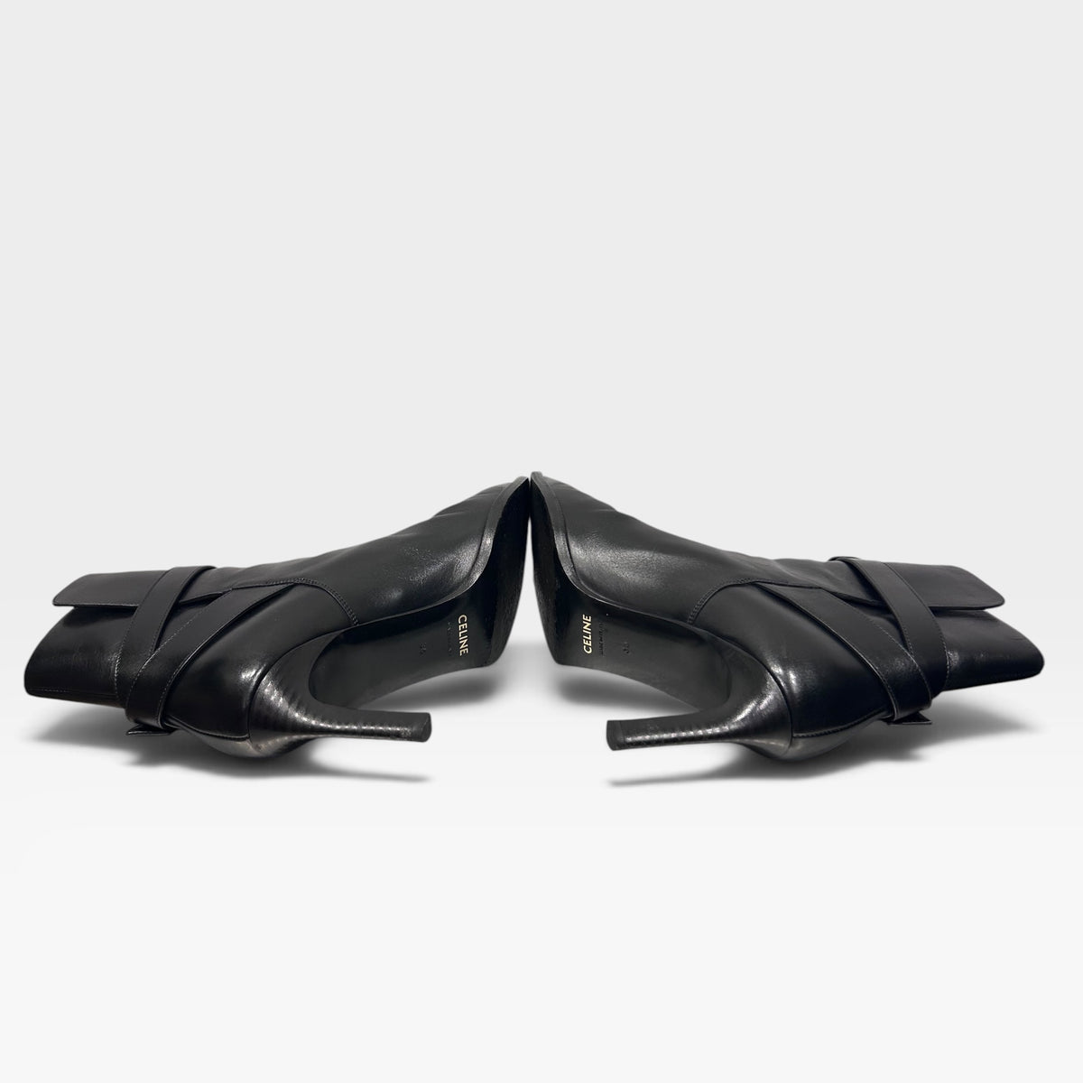 Vintage Celine Black Leather Buckled Ankle Boots | Late 1990s–Early 2000s