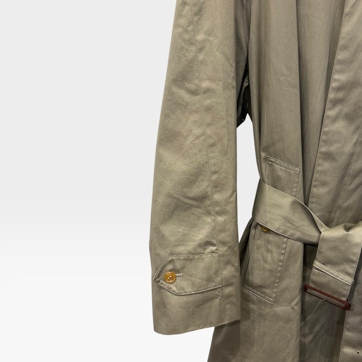 Vintage Burberrys Beige Olive Cotton Trench Coat | Mid 1990s