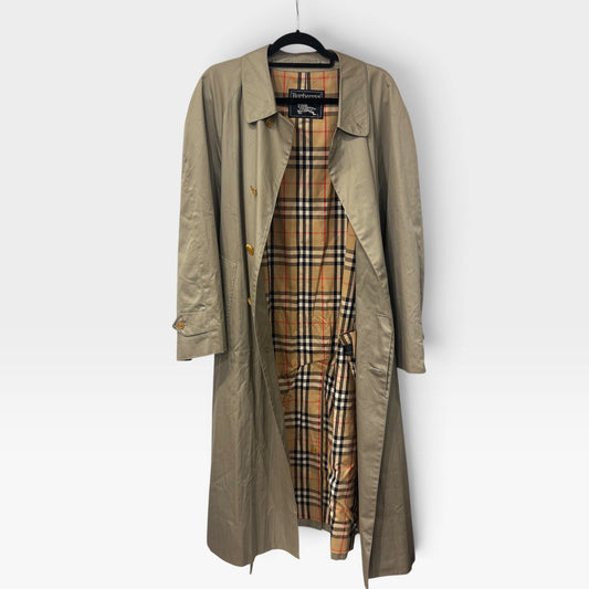 Vintage Burberrys Beige Olive Cotton Trench Coat | Mid 1990s