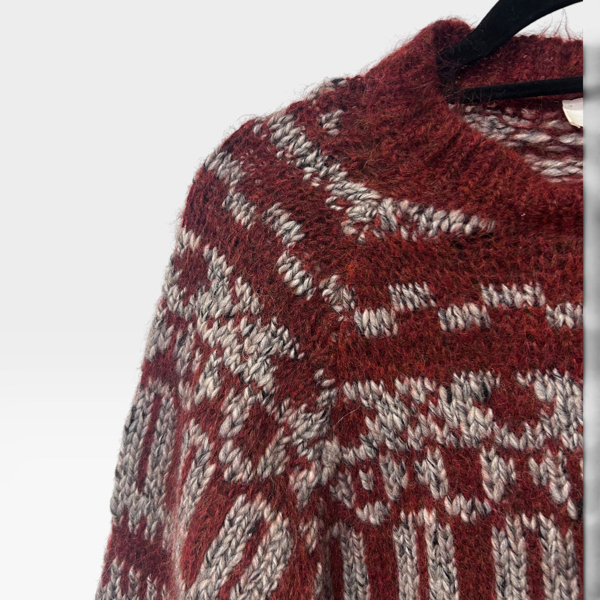 sabel Marant Étoile Burgundy Fair Isle Mohair Sweater | 2010s