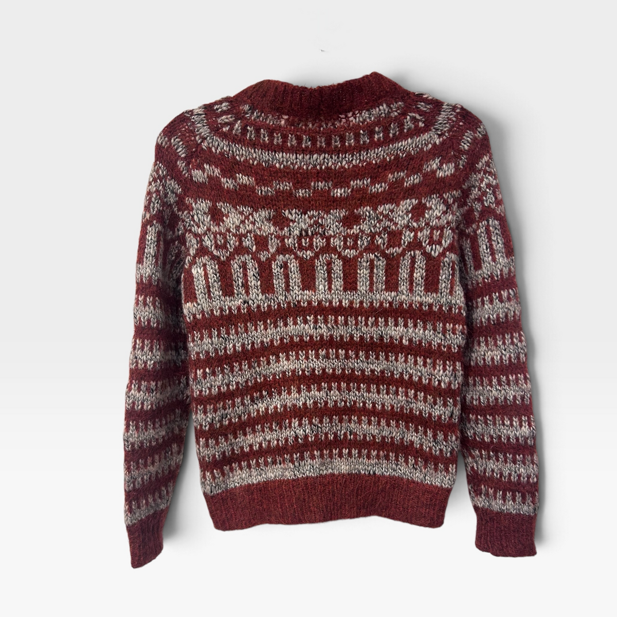 sabel Marant Étoile Burgundy Fair Isle Mohair Sweater | 2010s