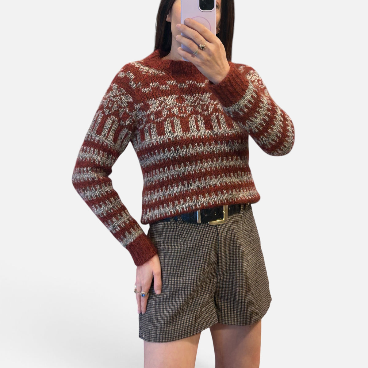 sabel Marant Étoile Burgundy Fair Isle Mohair Sweater | 2010s