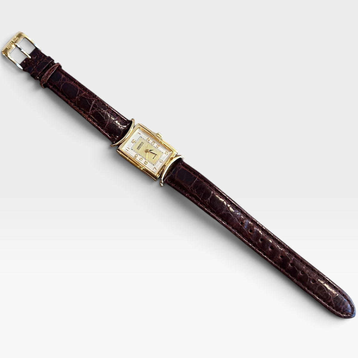 Vintage America By Perry Ellis Gold-Tone Rectangular Watch | 1990s