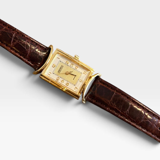 Vintage America By Perry Ellis Gold-Tone Rectangular Watch | 1990s