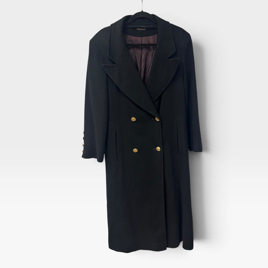 Vintage Ethel Pear for One Up Black Double-Breasted Maxi Coat | 1980s